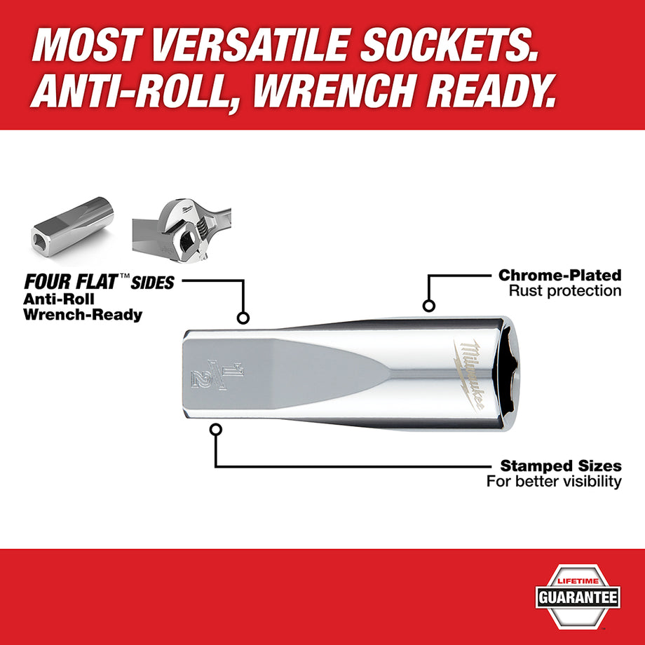 Milwaukee four flat socket set sale