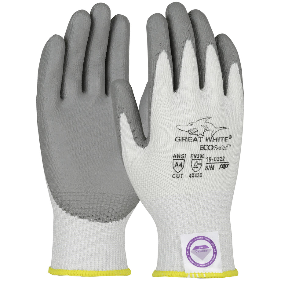 Cut Resistant Gloves- PIP Great White® ECO Series™ Seamless Knit Dyneema®  Diamond 2.0 Blended Glovea, GP19D322