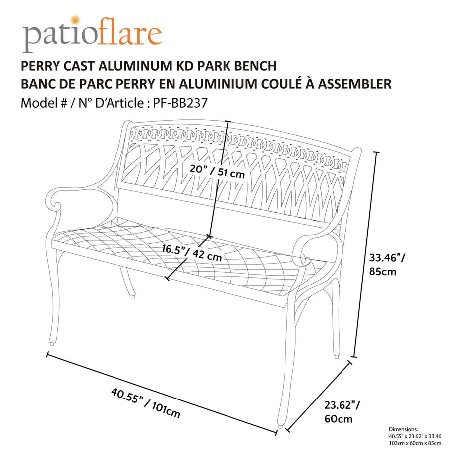 Patioflare cast aluminum discount bench