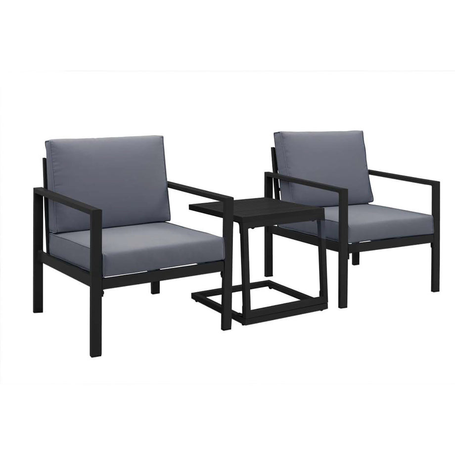 Outdoor Furniture Patioflare Sam 3 Piece Aluminum Chat Set PF10027 Hansler Smith