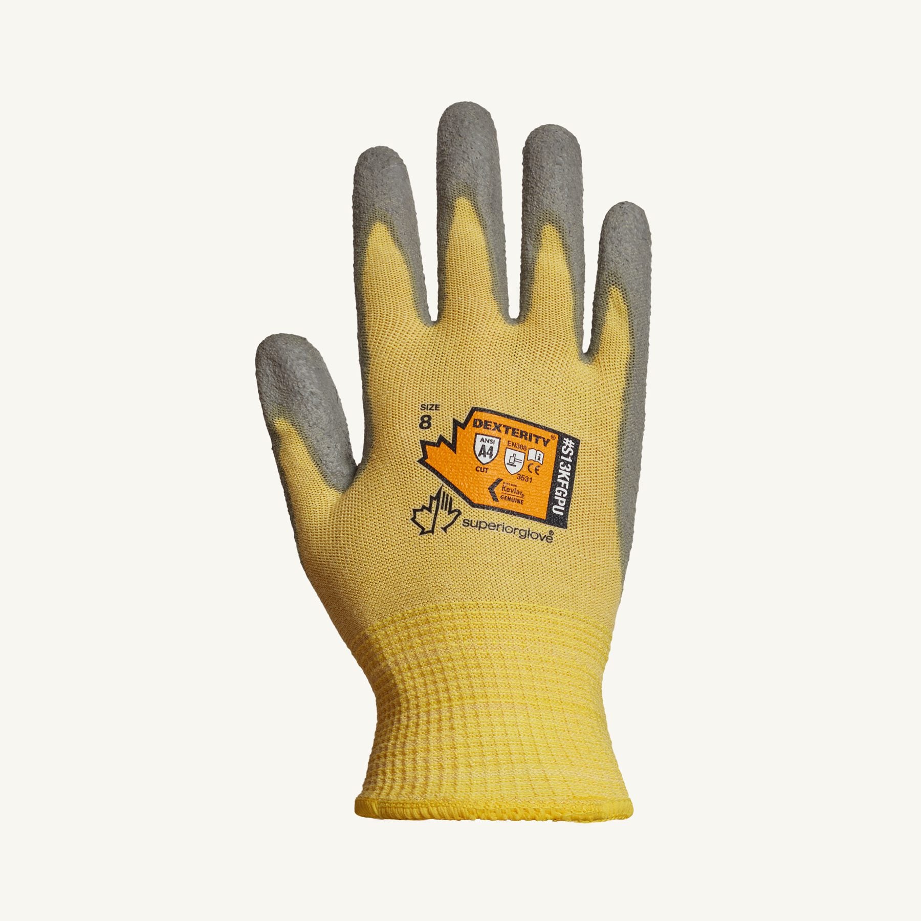 Superior Glove Cut-Resistant Gloves with Blended Kevlar and Polyurethane Palms - 13-Gauge (Size 10)