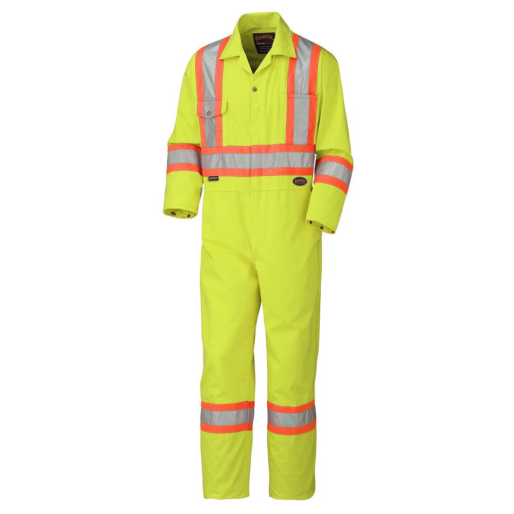 Coveralls - Pioneer Hi-Viz Yellow/Green Polyester/Cotton Saefty Coveralls,  5512 / 5512T
